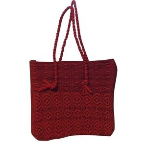 Vintage Bags - Vintage Woven Red Fabric Tote Vintage Bags - Vintage Woven Red Fabric Tote